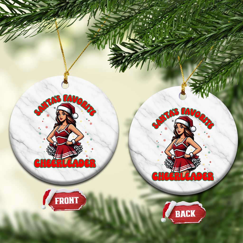 Santa Favorite Cheerleader Ceramic Ornament Funny Xmas Cheer Gift - Wonder Print Shop