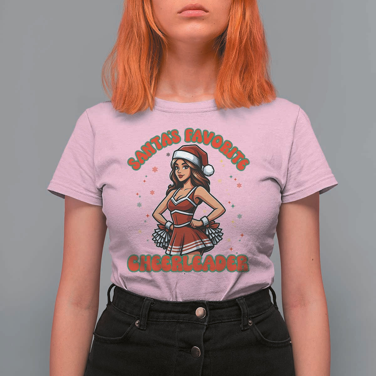 Santa Favorite Cheerleader T Shirt For Women Funny Christmas Cheer Gift - Wonder Print Shop