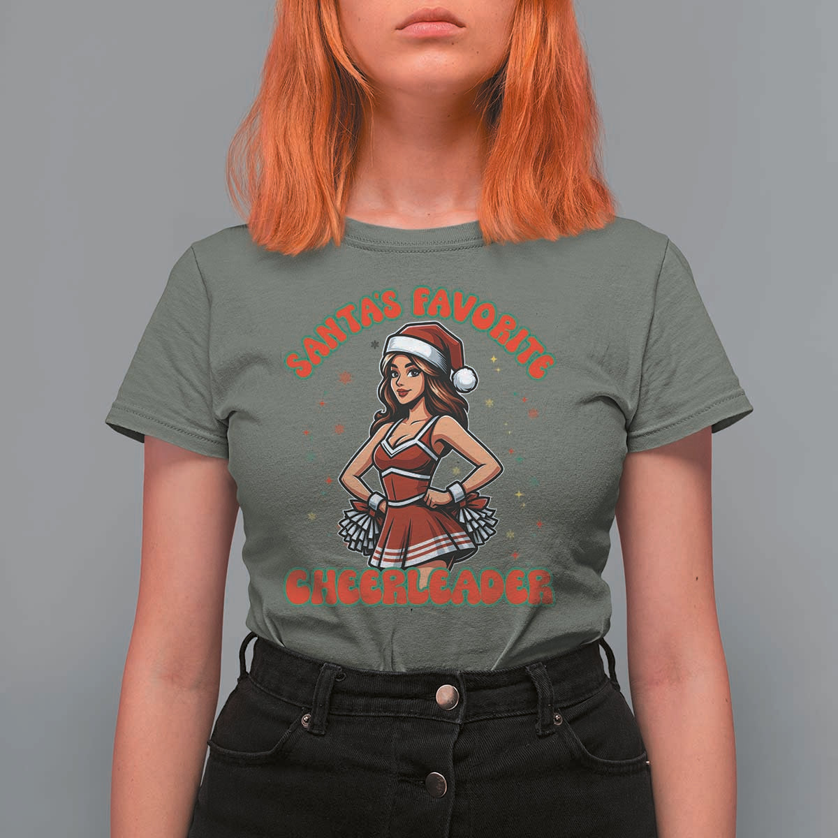 Santa Favorite Cheerleader T Shirt For Women Funny Christmas Cheer Gift - Wonder Print Shop