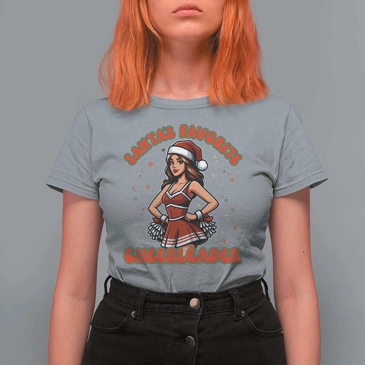 Santa Favorite Cheerleader T Shirt For Women Funny Christmas Cheer Gift - Wonder Print Shop