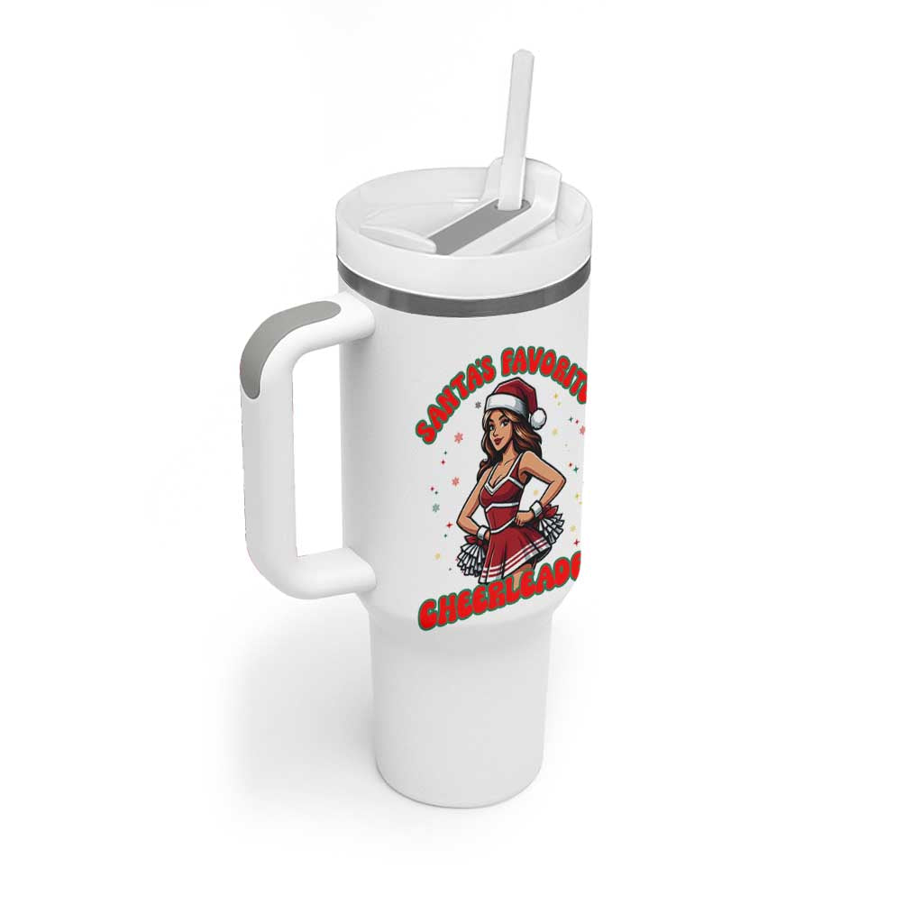 Santa Favorite Cheerleader Tumbler With Handle Funny Christmas Cheer Gift - Wonder Print Shop
