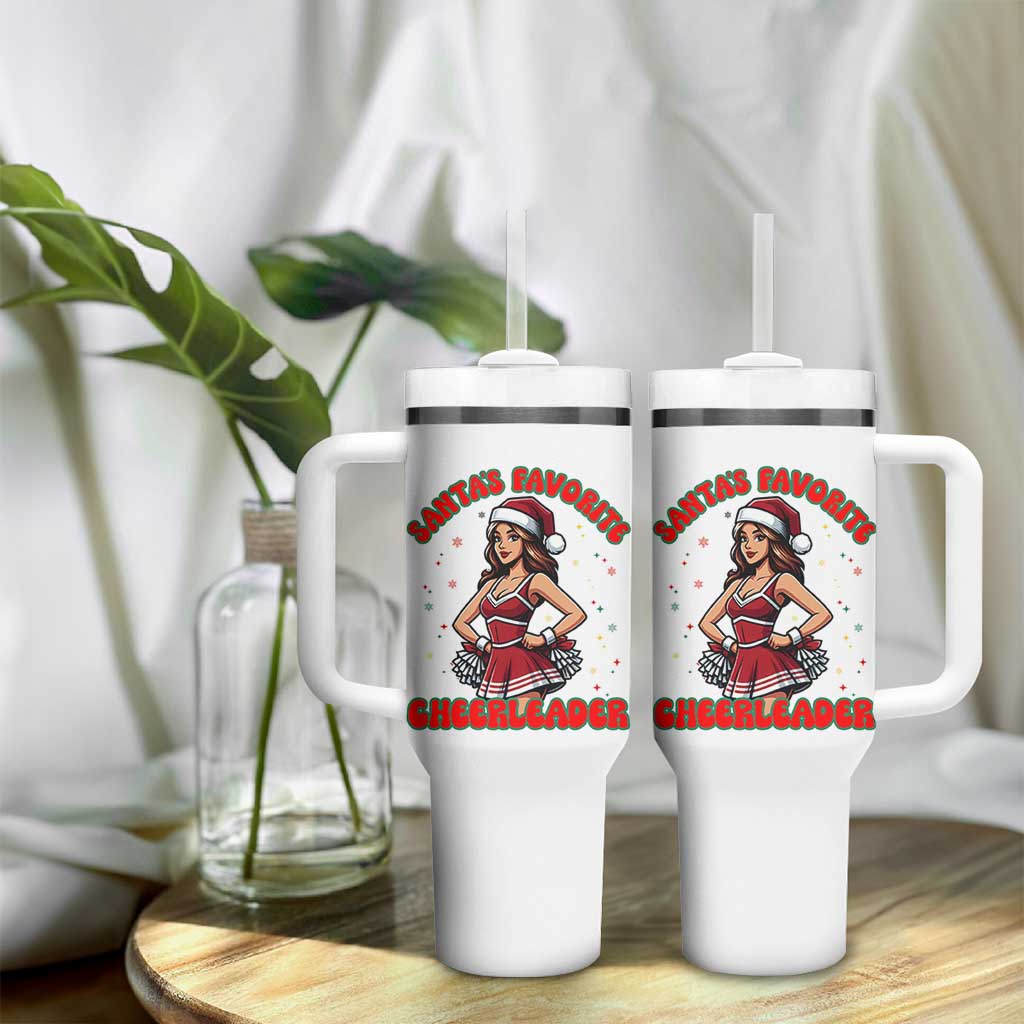 Santa Favorite Cheerleader Tumbler With Handle Funny Christmas Cheer Gift - Wonder Print Shop