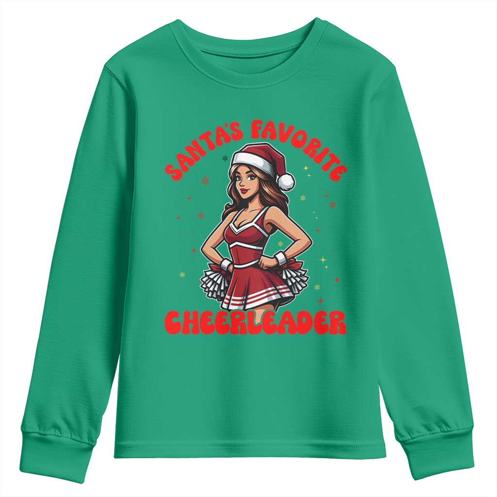 Santa Favorite Cheerleader Youth Sweatshirt Funny Christmas Cheer Gift - Wonder Print Shop