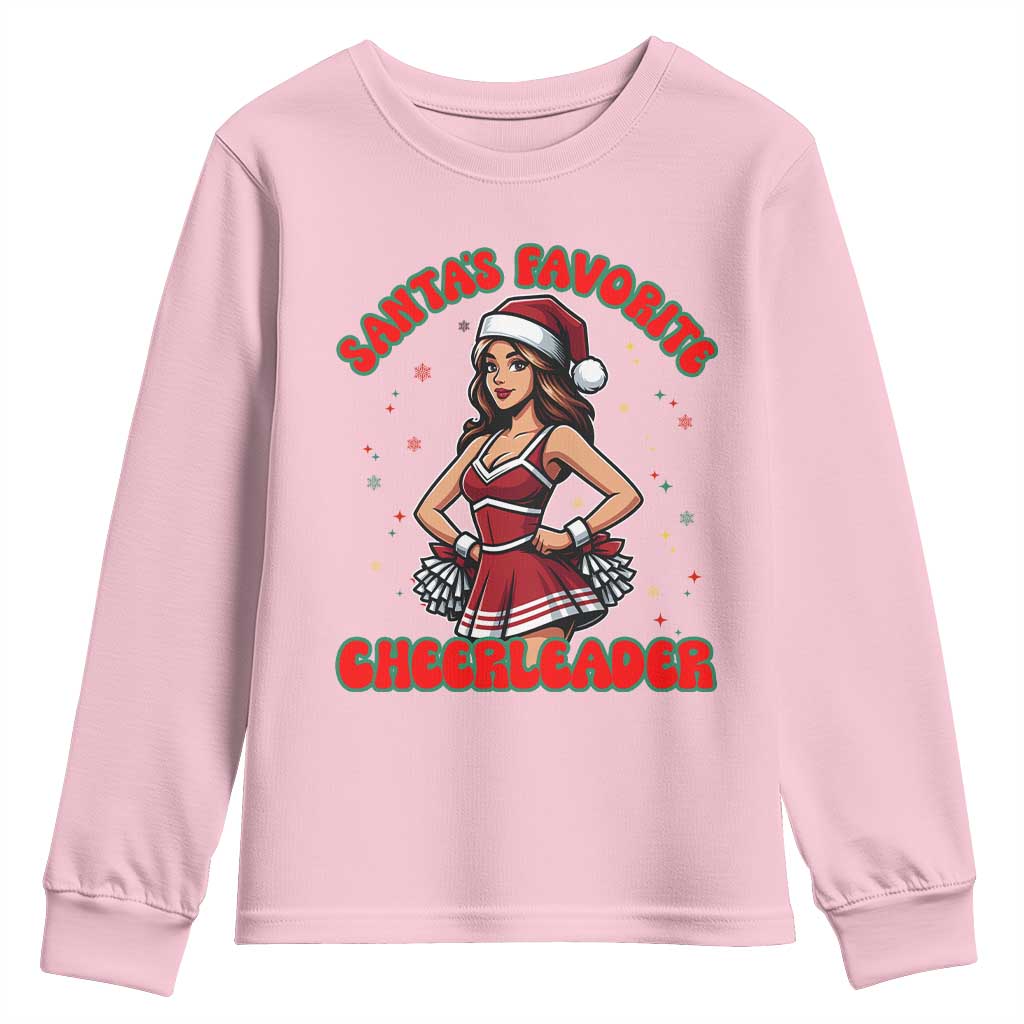 Santa Favorite Cheerleader Youth Sweatshirt Funny Christmas Cheer Gift - Wonder Print Shop