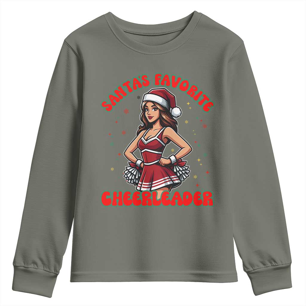 Santa Favorite Cheerleader Youth Sweatshirt Funny Christmas Cheer Gift - Wonder Print Shop
