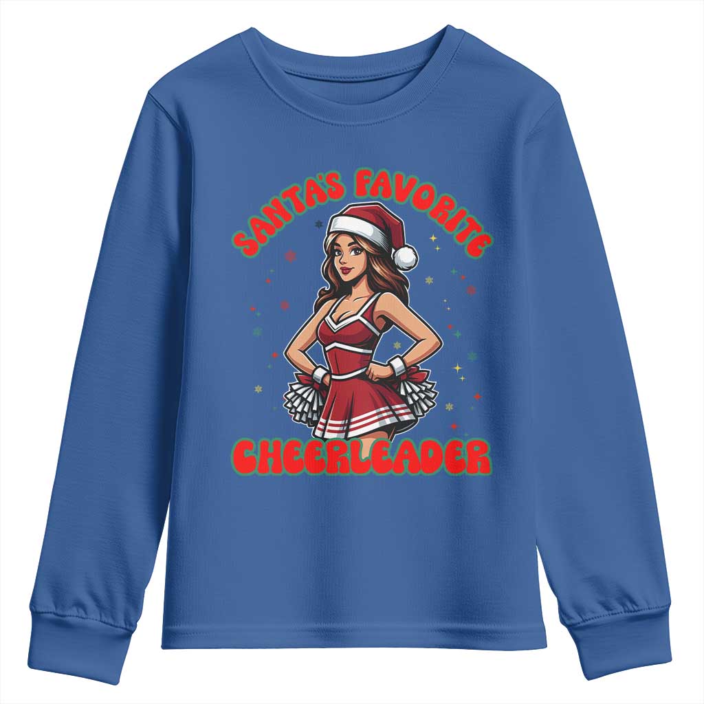 Santa Favorite Cheerleader Youth Sweatshirt Funny Christmas Cheer Gift - Wonder Print Shop