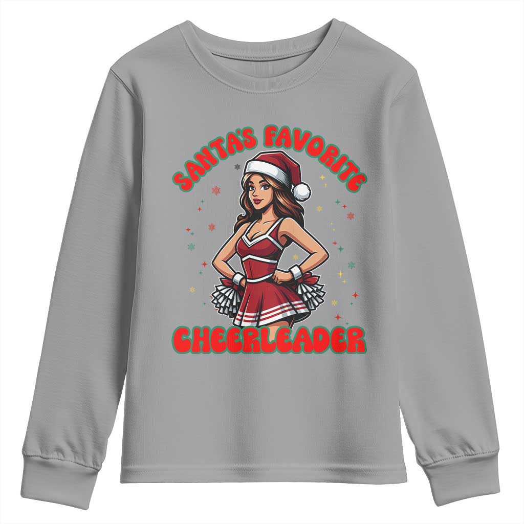 Santa Favorite Cheerleader Youth Sweatshirt Funny Christmas Cheer Gift - Wonder Print Shop
