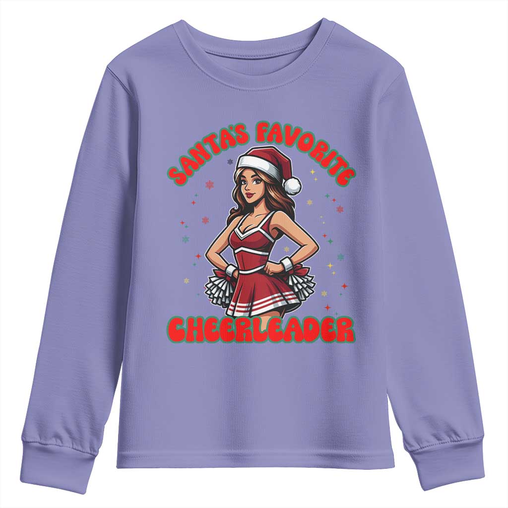 Santa Favorite Cheerleader Youth Sweatshirt Funny Christmas Cheer Gift - Wonder Print Shop