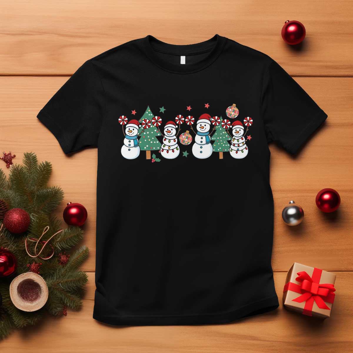 Funny Christmas Cheer Gift T Shirt Santa Snowman Cheerleaders - Wonder Print Shop