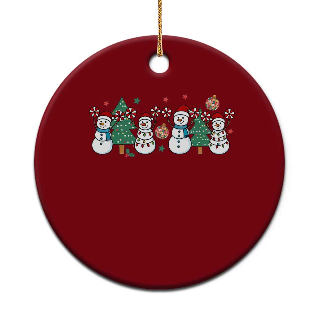 Funny Xmas Cheer Gift Ceramic Ornament Santa Snowman Cheerleaders - Wonder Print Shop