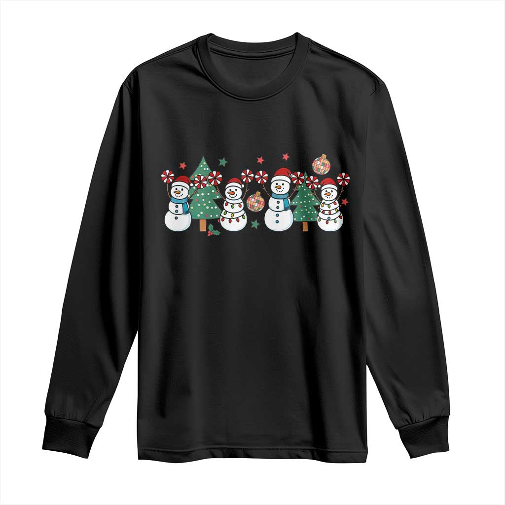 Funny Christmas Cheer Gift Long Sleeve Shirt Santa Snowman Cheerleaders - Wonder Print Shop