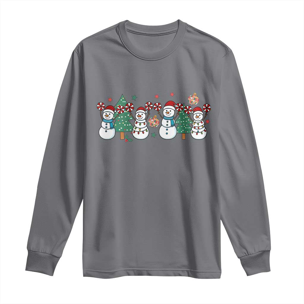 Funny Christmas Cheer Gift Long Sleeve Shirt Santa Snowman Cheerleaders - Wonder Print Shop