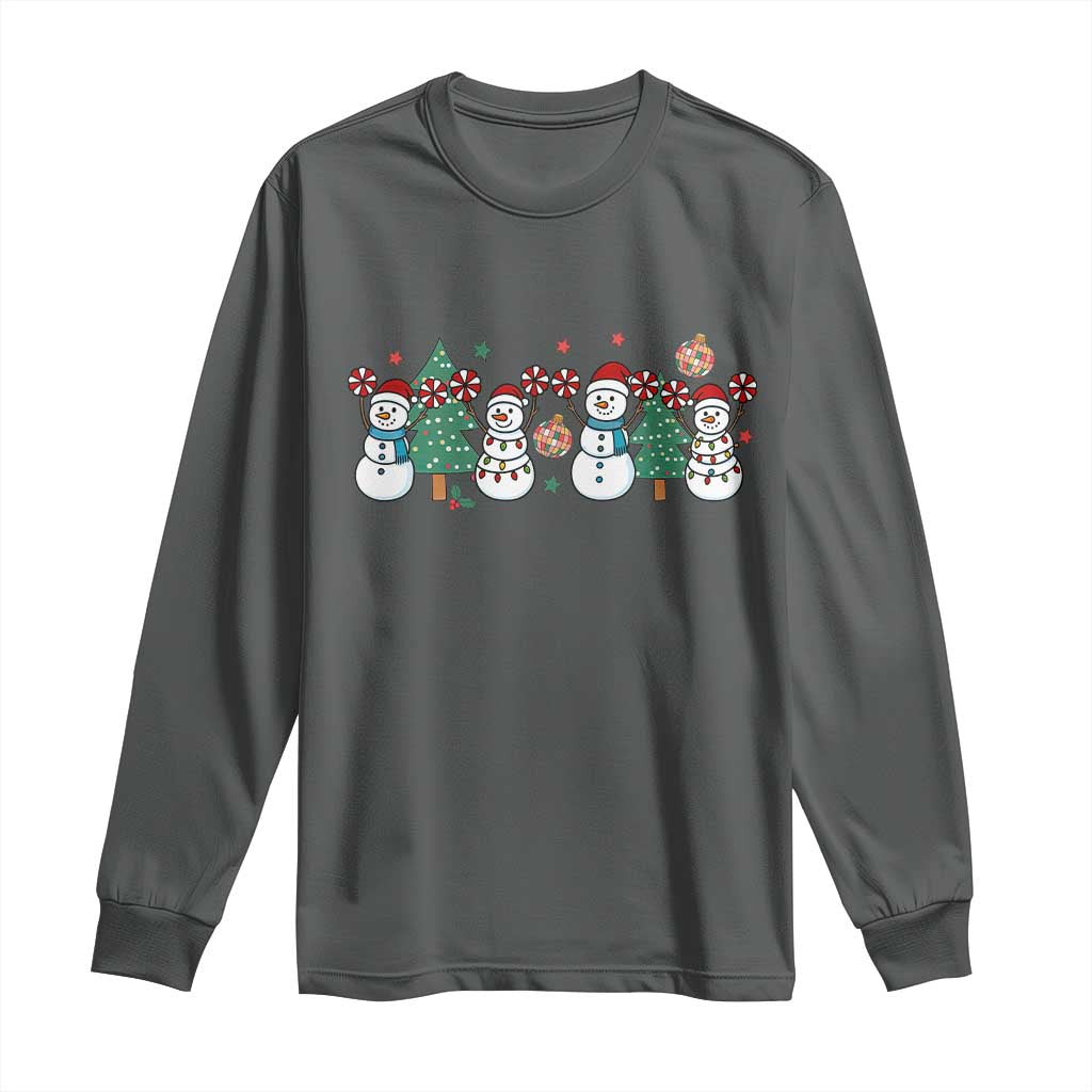 Funny Christmas Cheer Gift Long Sleeve Shirt Santa Snowman Cheerleaders - Wonder Print Shop