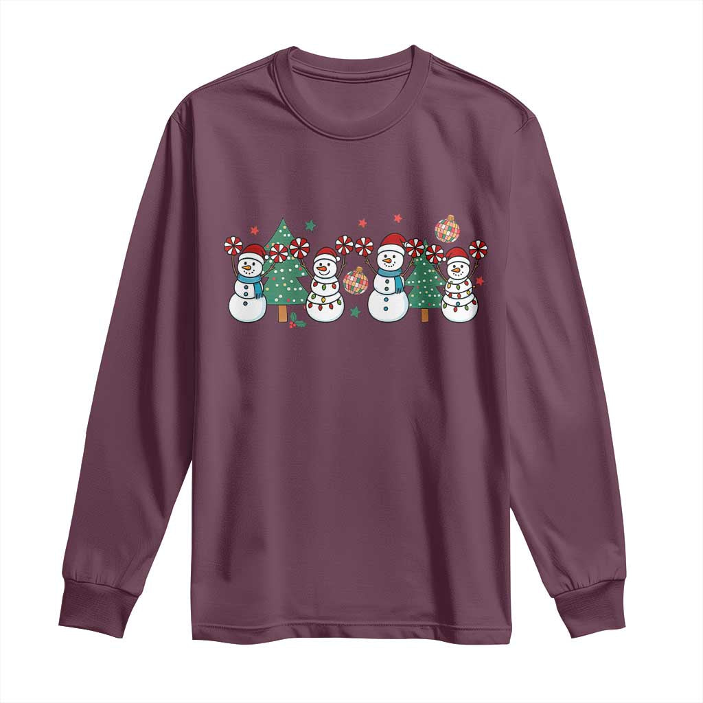 Funny Christmas Cheer Gift Long Sleeve Shirt Santa Snowman Cheerleaders - Wonder Print Shop