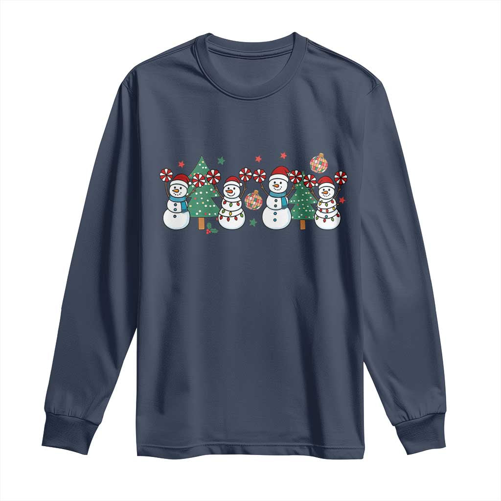 Funny Christmas Cheer Gift Long Sleeve Shirt Santa Snowman Cheerleaders - Wonder Print Shop