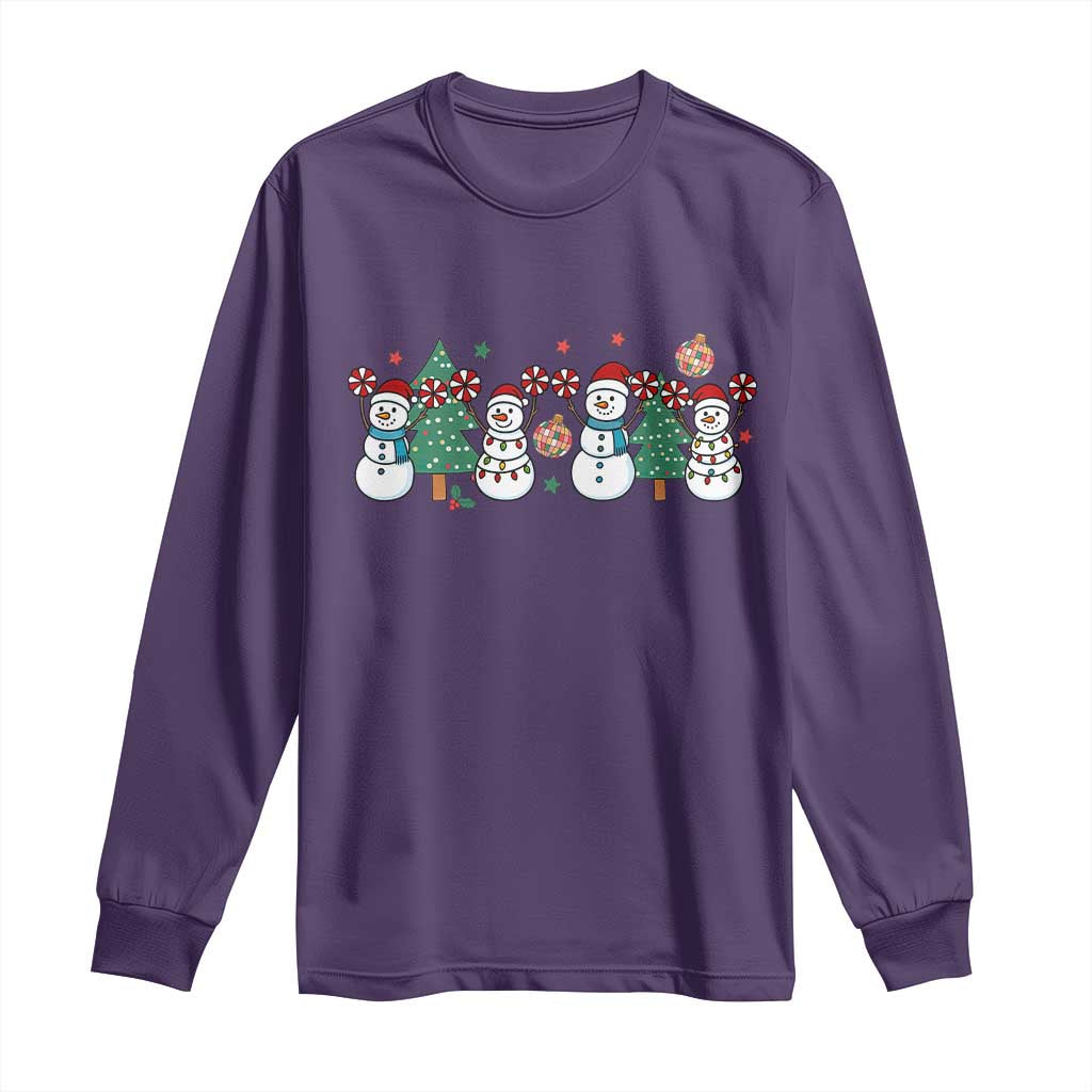 Funny Christmas Cheer Gift Long Sleeve Shirt Santa Snowman Cheerleaders - Wonder Print Shop