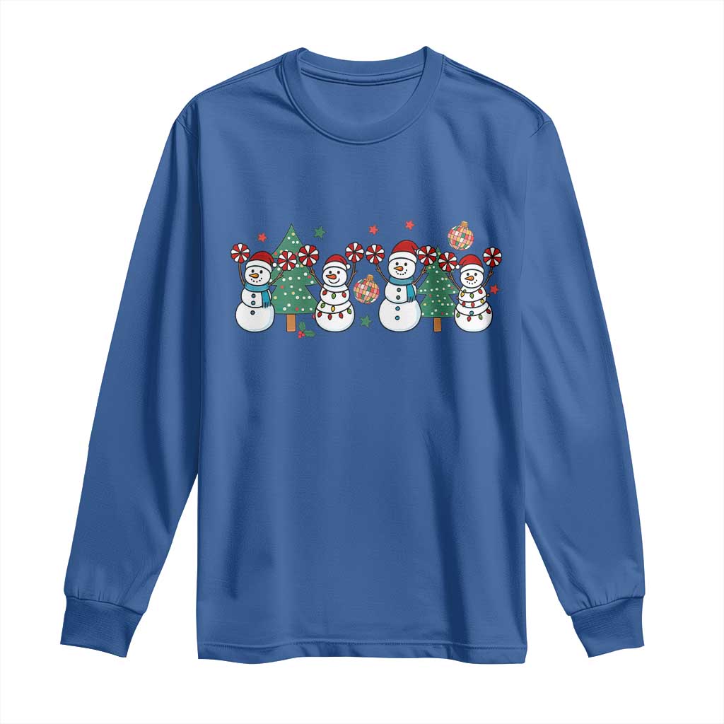 Funny Christmas Cheer Gift Long Sleeve Shirt Santa Snowman Cheerleaders - Wonder Print Shop