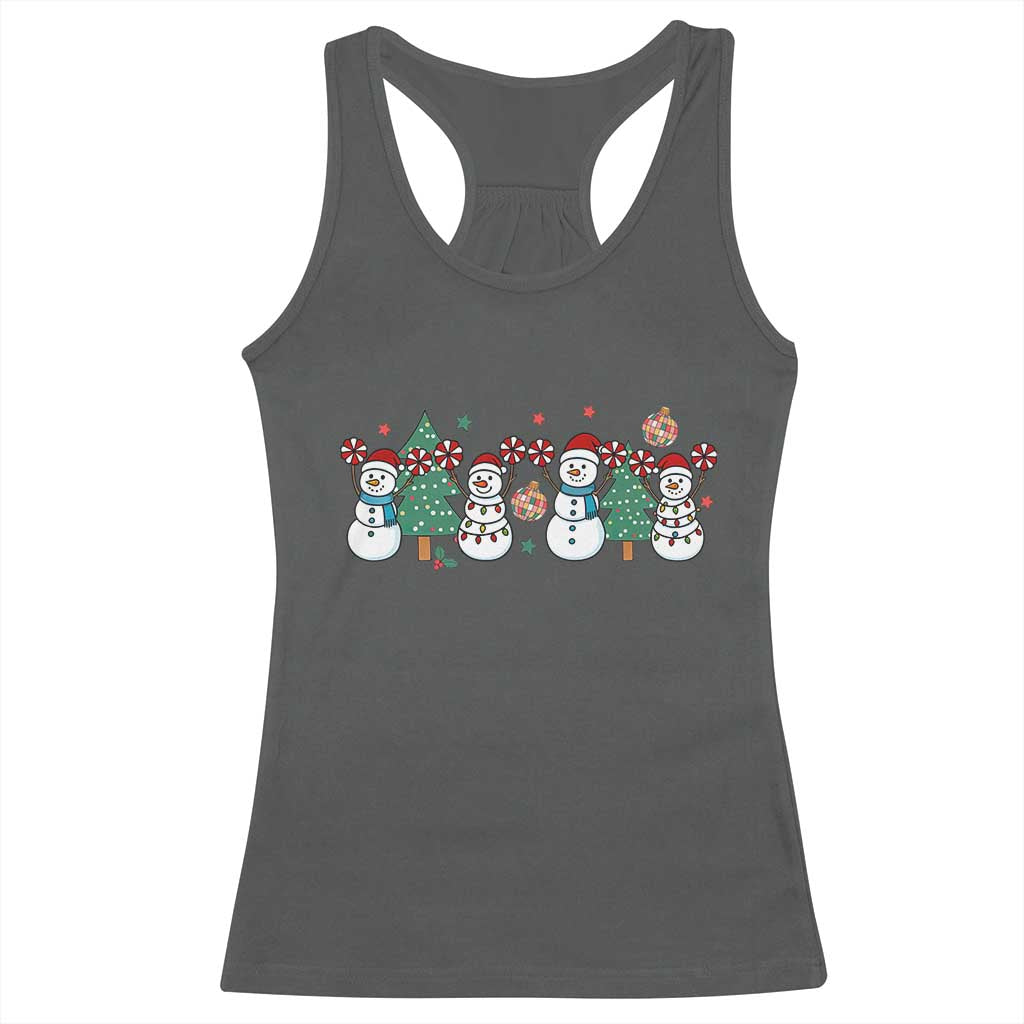 Funny Christmas Cheer Gift Racerback Tank Top Santa Snowman Cheerleaders - Wonder Print Shop