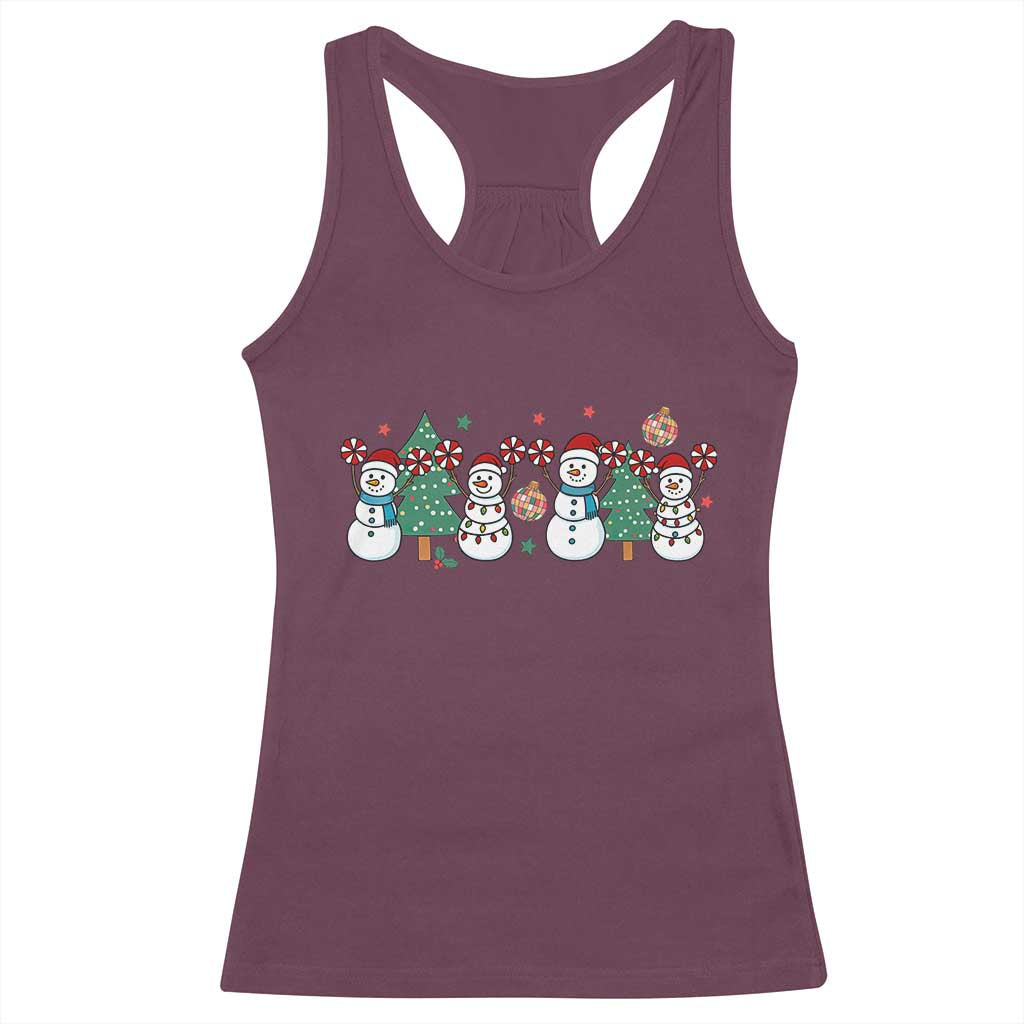 Funny Christmas Cheer Gift Racerback Tank Top Santa Snowman Cheerleaders - Wonder Print Shop