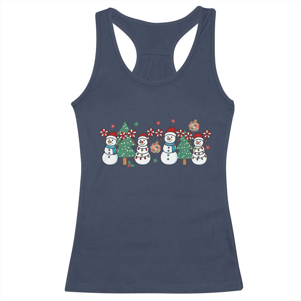 Funny Christmas Cheer Gift Racerback Tank Top Santa Snowman Cheerleaders - Wonder Print Shop