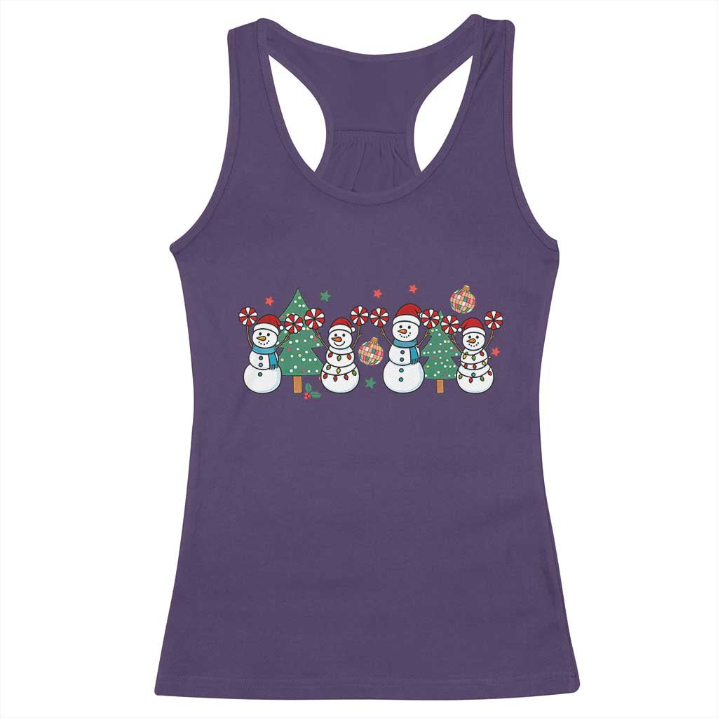 Funny Christmas Cheer Gift Racerback Tank Top Santa Snowman Cheerleaders - Wonder Print Shop