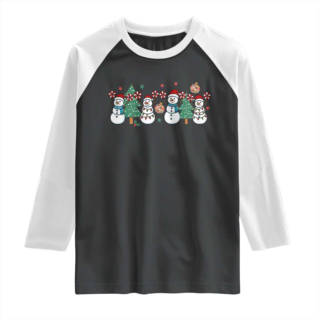 Funny Christmas Cheer Gift Raglan Shirt Santa Snowman Cheerleaders - Wonder Print Shop