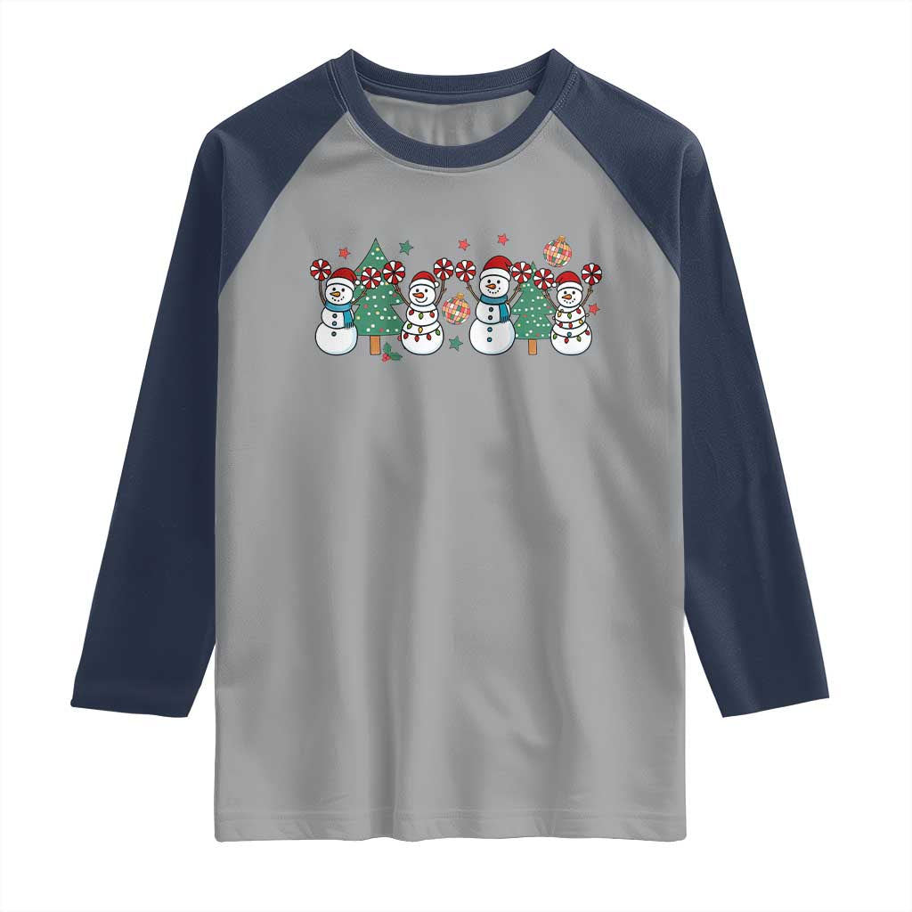 Funny Christmas Cheer Gift Raglan Shirt Santa Snowman Cheerleaders - Wonder Print Shop