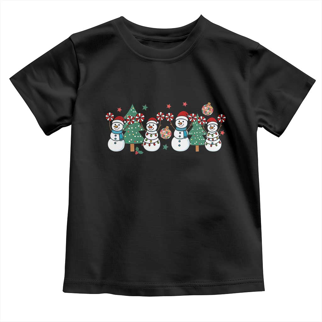Funny Christmas Cheer Gift Toddler T Shirt Santa Snowman Cheerleaders - Wonder Print Shop