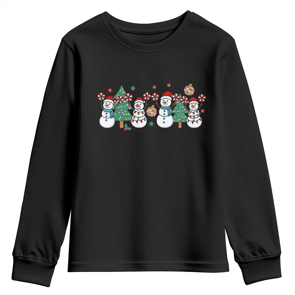 Funny Christmas Cheer Gift Youth Sweatshirt Santa Snowman Cheerleaders - Wonder Print Shop