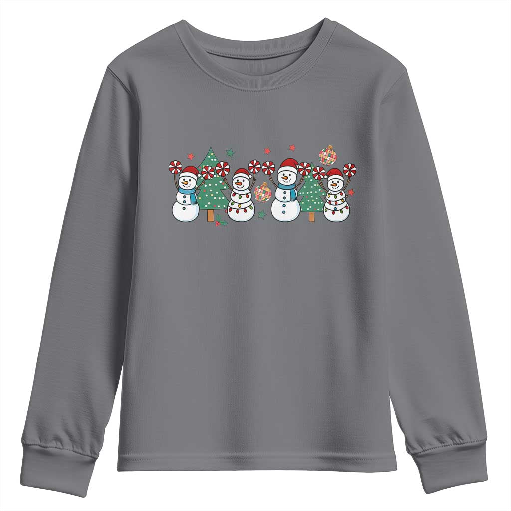 Funny Christmas Cheer Gift Youth Sweatshirt Santa Snowman Cheerleaders - Wonder Print Shop