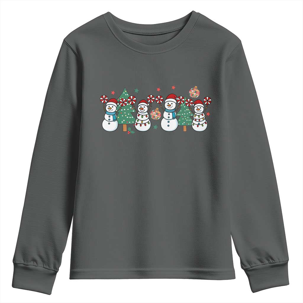 Funny Christmas Cheer Gift Youth Sweatshirt Santa Snowman Cheerleaders - Wonder Print Shop