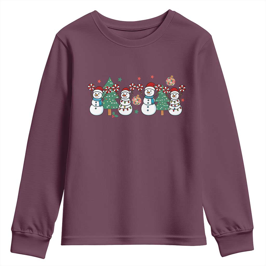 Funny Christmas Cheer Gift Youth Sweatshirt Santa Snowman Cheerleaders - Wonder Print Shop