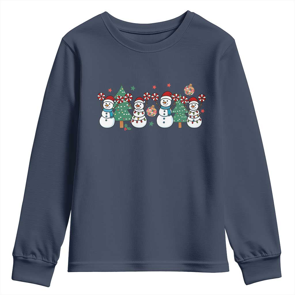 Funny Christmas Cheer Gift Youth Sweatshirt Santa Snowman Cheerleaders - Wonder Print Shop