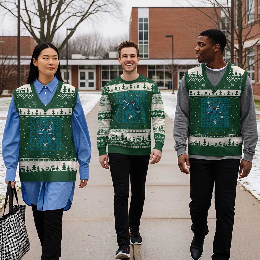 Cheer Girl Football Team Spirit V-Neck Knit Sweater Vest Cheerleading Gift - Wonder Print Shop