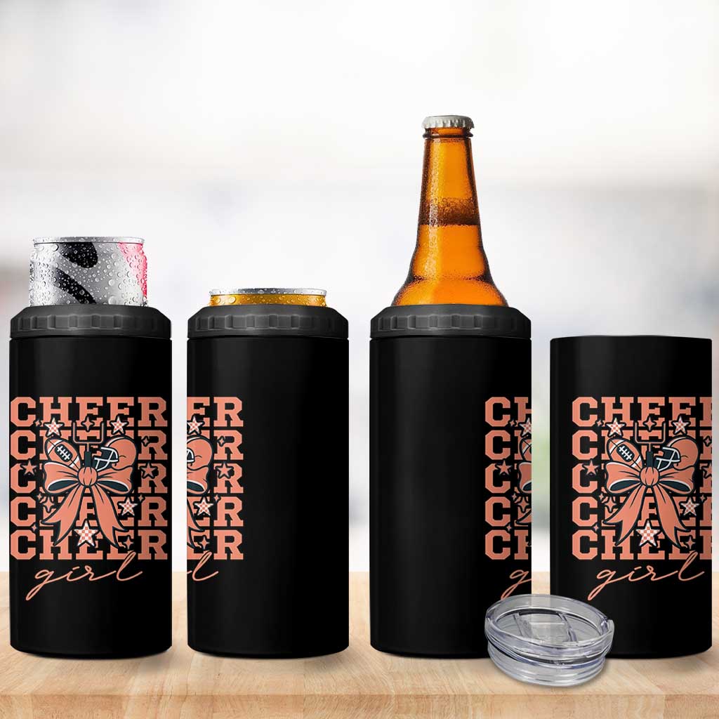 Cheer Girl Football Team Spirit 4 in 1 Can Cooler Tumbler Gift For Cheerleader - Wonder Print Shop