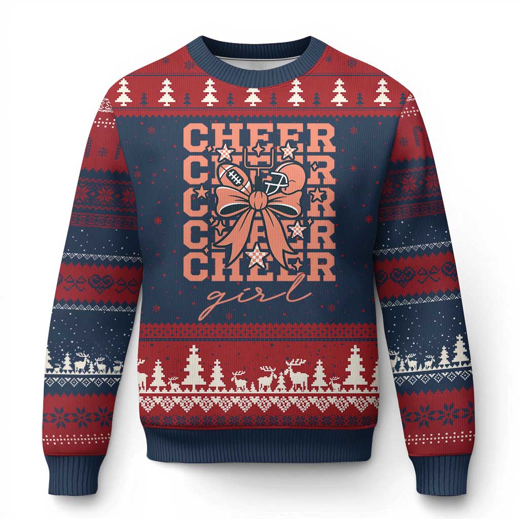 Cheer Girl Football Team Spirit Ugly Christmas Sweater Gift For Cheerleader - Wonder Print Shop