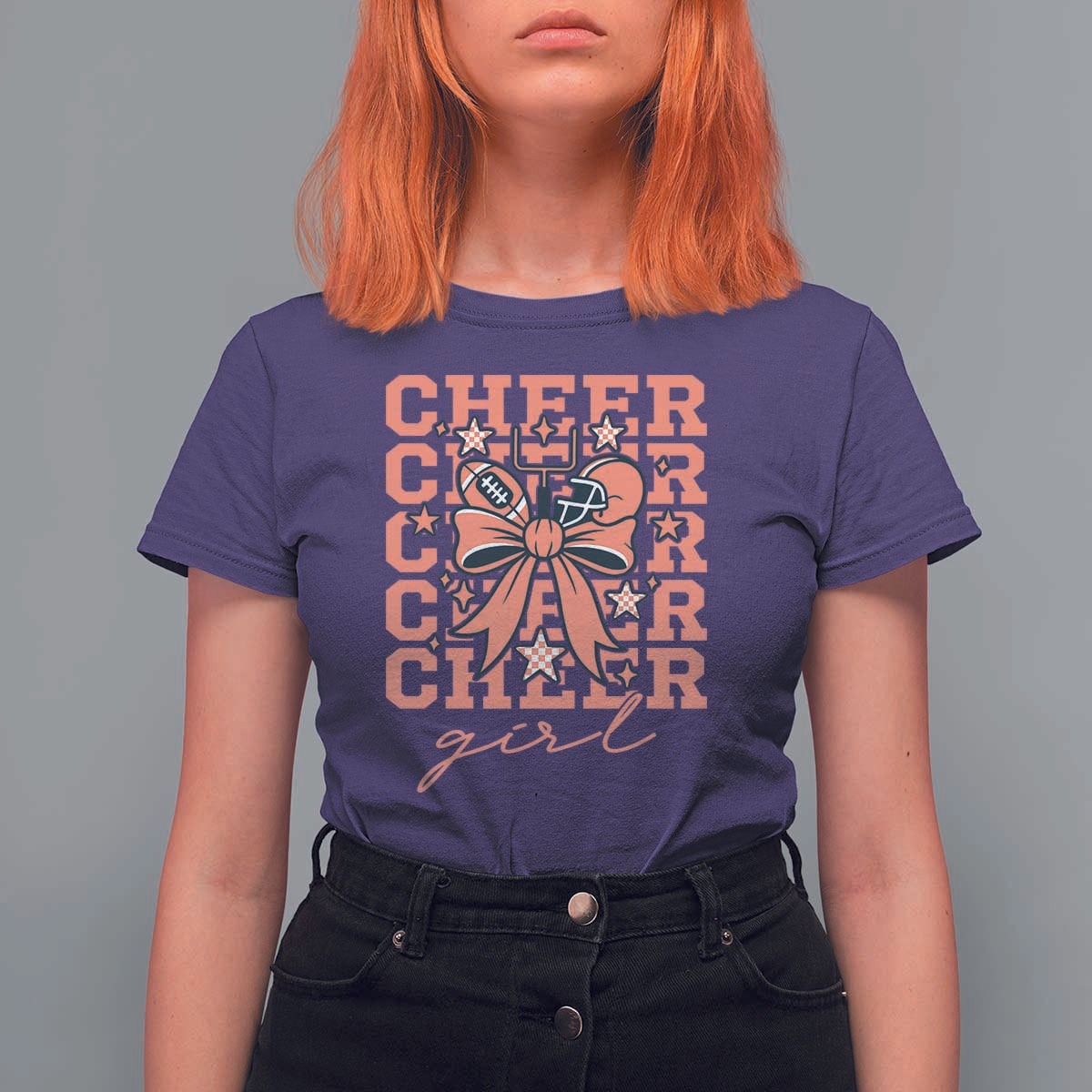 Cheer Girl Football Team Spirit T Shirt For Women Gift For Cheerleader - Wonder Print Shop