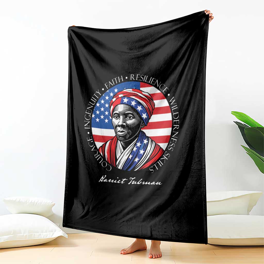 Harriet Tubman Patriotic Throw Blanket Black History Month Gift
