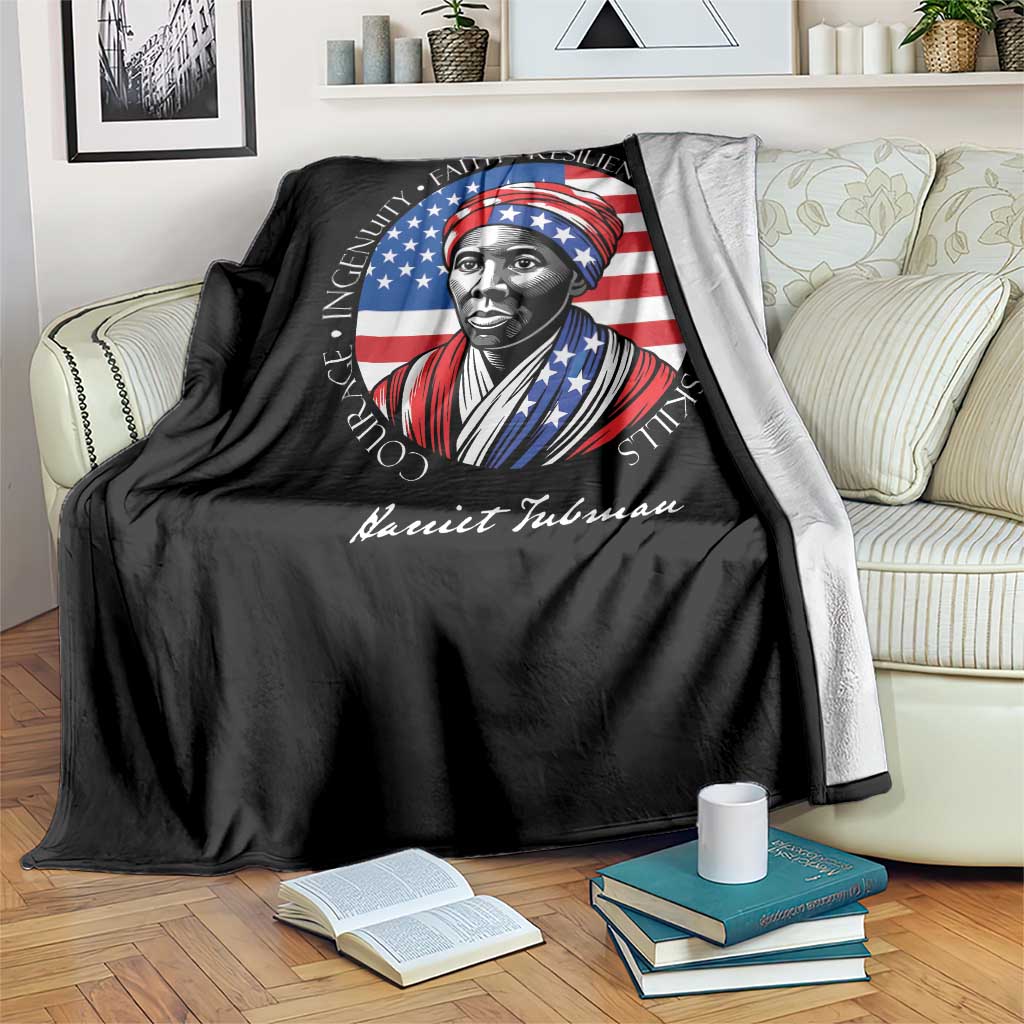 Harriet Tubman Patriotic Throw Blanket Black History Month Gift