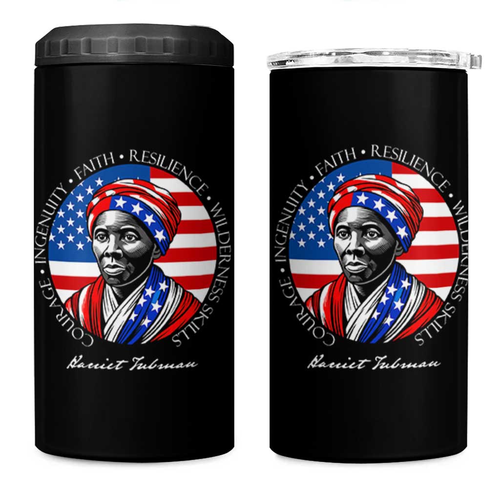 Harriet Tubman Patriotic 4 in 1 Can Cooler Tumbler Black History Month Gift