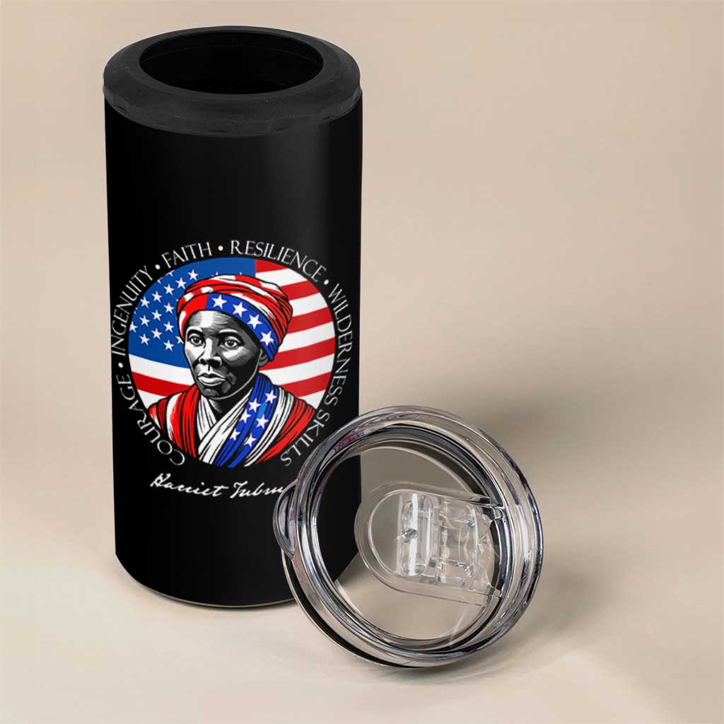 Harriet Tubman Patriotic 4 in 1 Can Cooler Tumbler Black History Month Gift