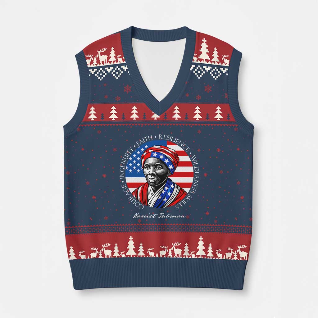 Harriet Tubman Patriotic V-Neck Knit Sweater Vest Black History Month Gift