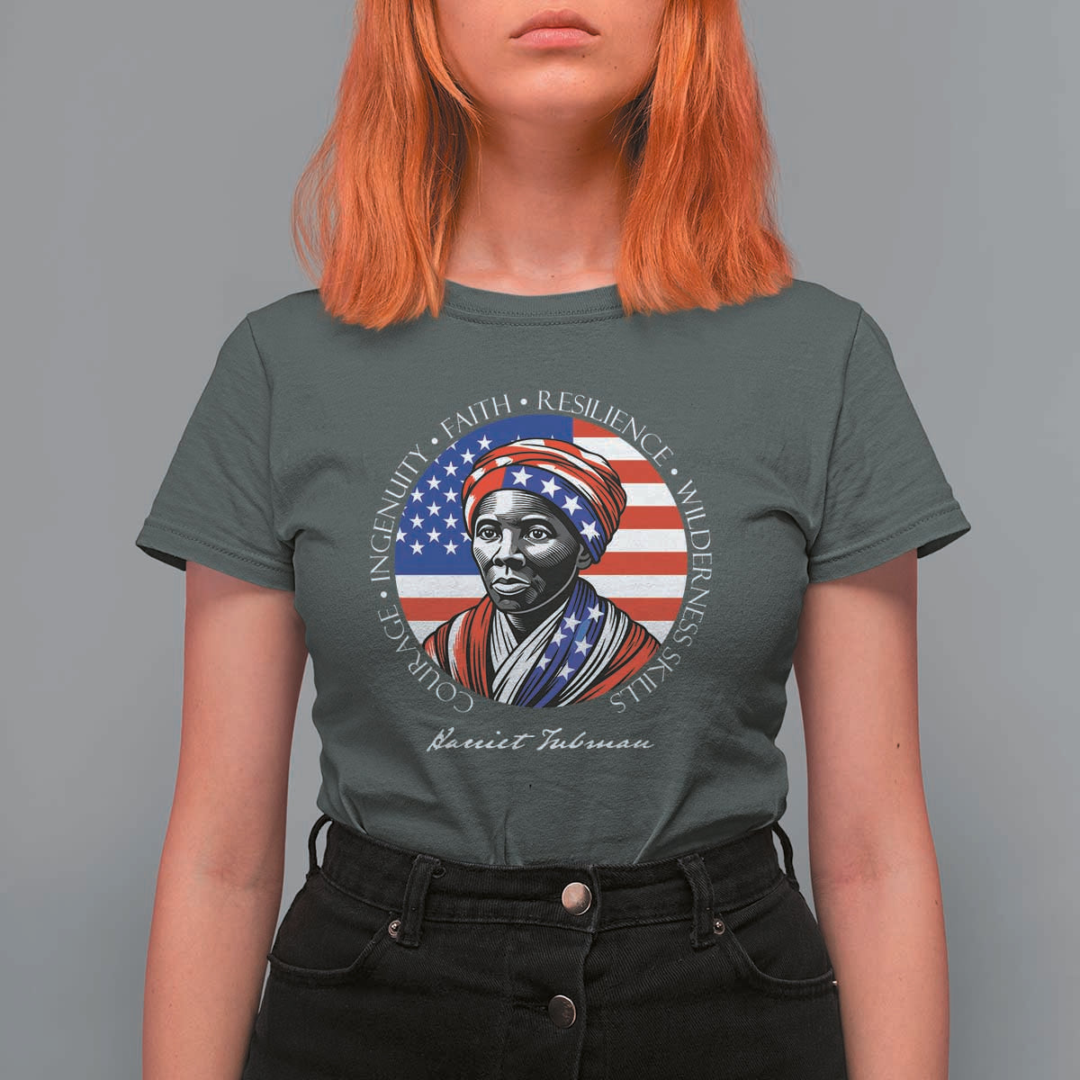 Harriet Tubman Patriotic T Shirt For Women Black History Month Gift