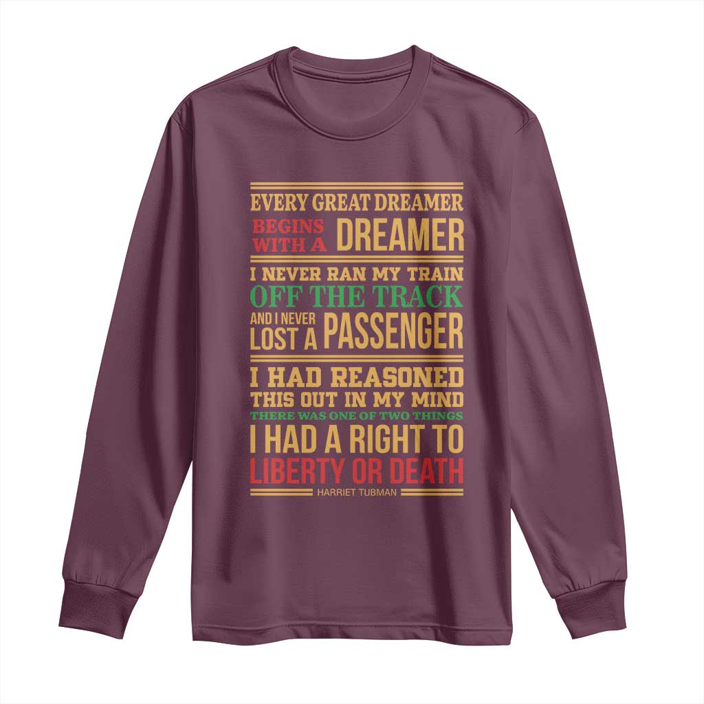 Harriet Tubman Powerful Quote Long Sleeve Shirt Strong Black Women Pride - Wonder Print Shop