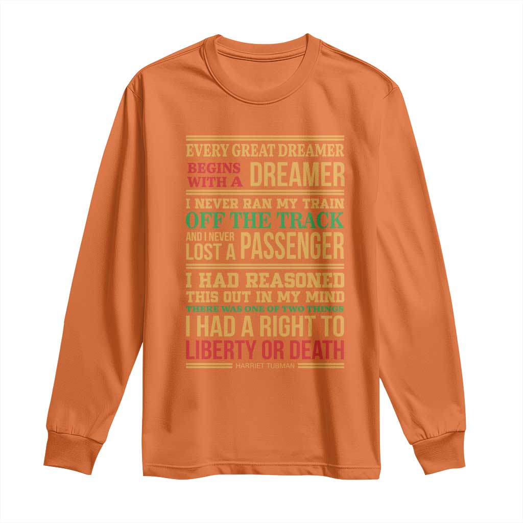 Harriet Tubman Powerful Quote Long Sleeve Shirt Strong Black Women Pride - Wonder Print Shop