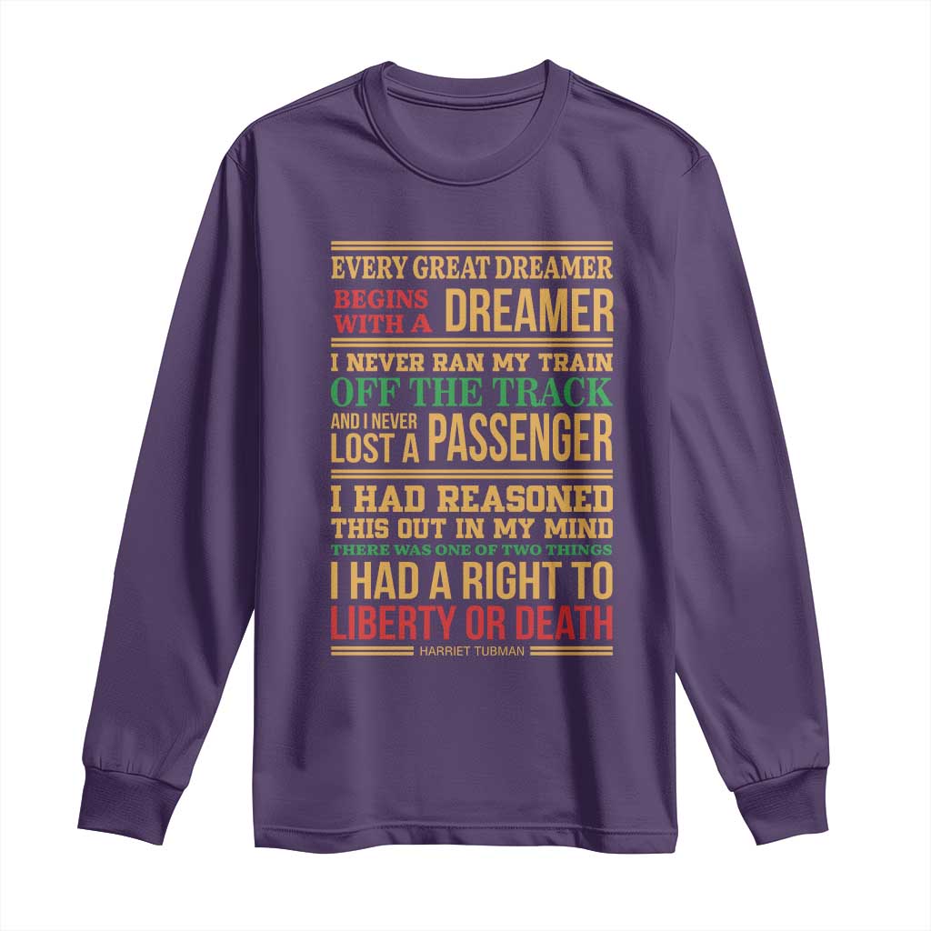 Harriet Tubman Powerful Quote Long Sleeve Shirt Strong Black Women Pride - Wonder Print Shop