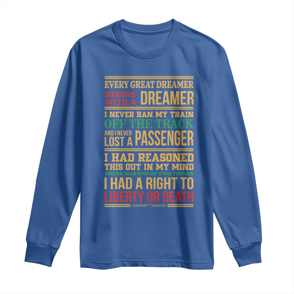 Harriet Tubman Powerful Quote Long Sleeve Shirt Strong Black Women Pride - Wonder Print Shop