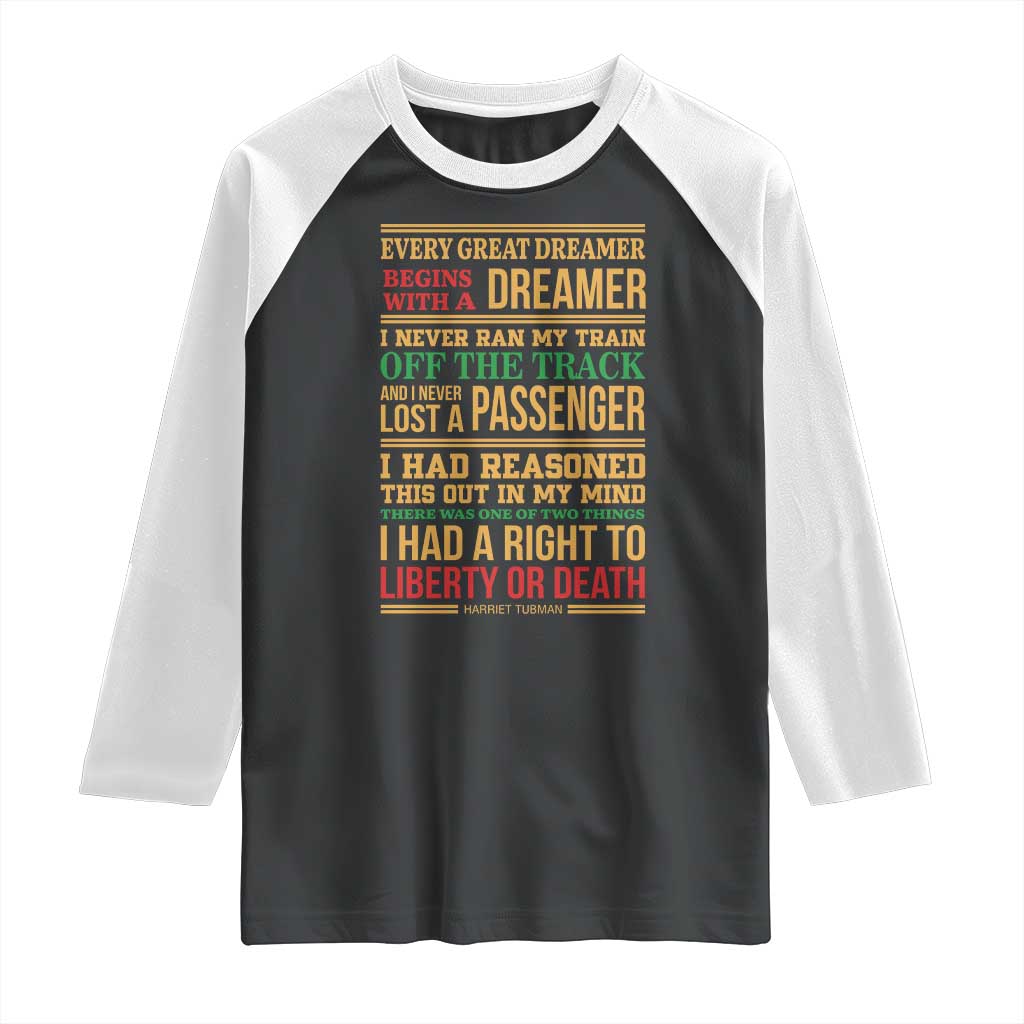 Harriet Tubman Powerful Quote Raglan Shirt Strong Black Women Pride - Wonder Print Shop