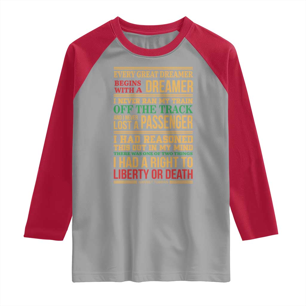 Harriet Tubman Powerful Quote Raglan Shirt Strong Black Women Pride - Wonder Print Shop