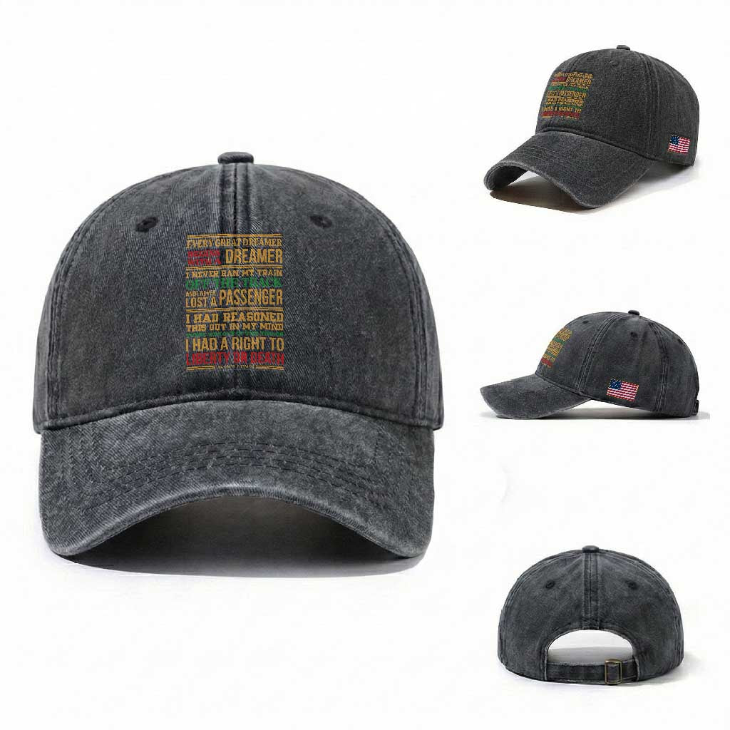 Harriet Tubman Powerful Quote Washed Cotton Baseball Cap Strong Black Women Pride